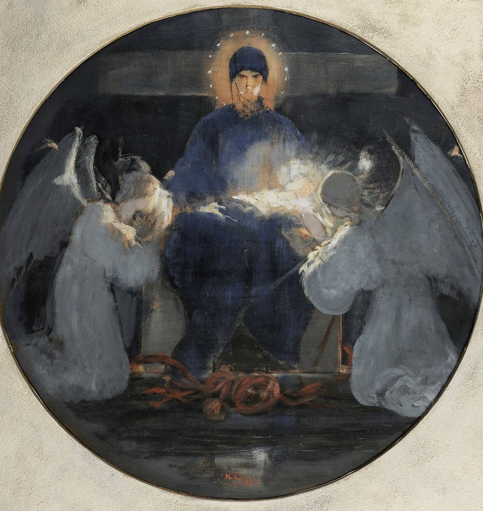 Νικόλαος Γύζης (1842 - 1901), Μήτηρ Θεού, σπουδή, 1898, λάδι σε χαρτόνι, 38 Χ 38 εκ.