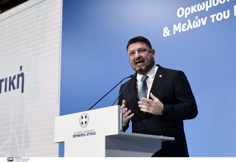 Ο Νίκος Χαρδαλιάς στην ομιλία του κατά την τελετή ορκωμοσίας του νέου περιφερειακού συμβουλίου Αττικής / Φωτογραφία: Intime -ΛΙΑΚΟΣ ΓΙΑΝΝΗΣ
