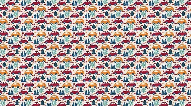 Μια εορταστική εικόνα δείχνει αυτοκίνητα που περιβάλλονται από χριστουγεννιάτικα δέντρα, νιφάδες χιονιού και δώρα. Αλλά κάπου στο σχέδιο περιμένει ο Άγιος Βασίλης να τον ανακαλύψουν