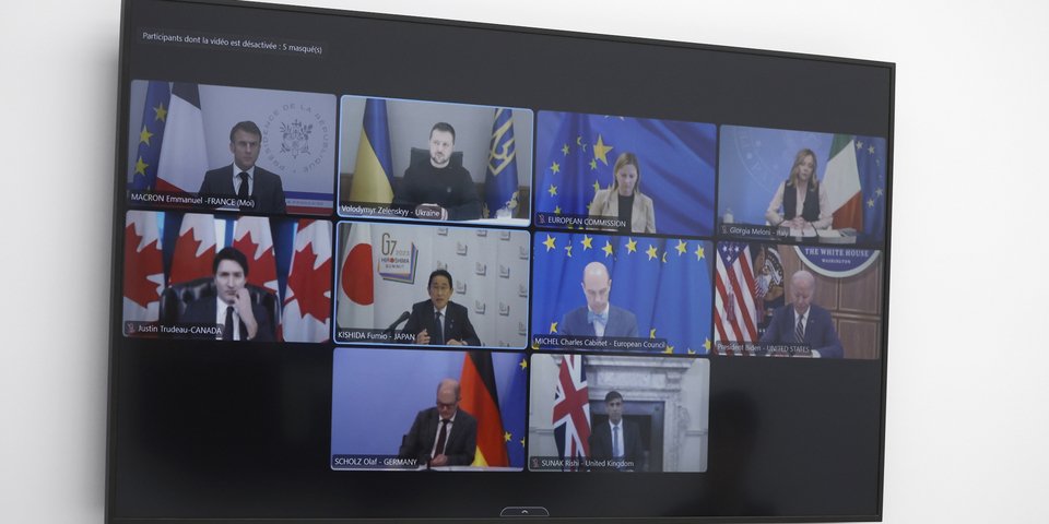 Η τηλεδιάσκεψη μεταξύ των ηγετών της G7 / Φωτογραφία