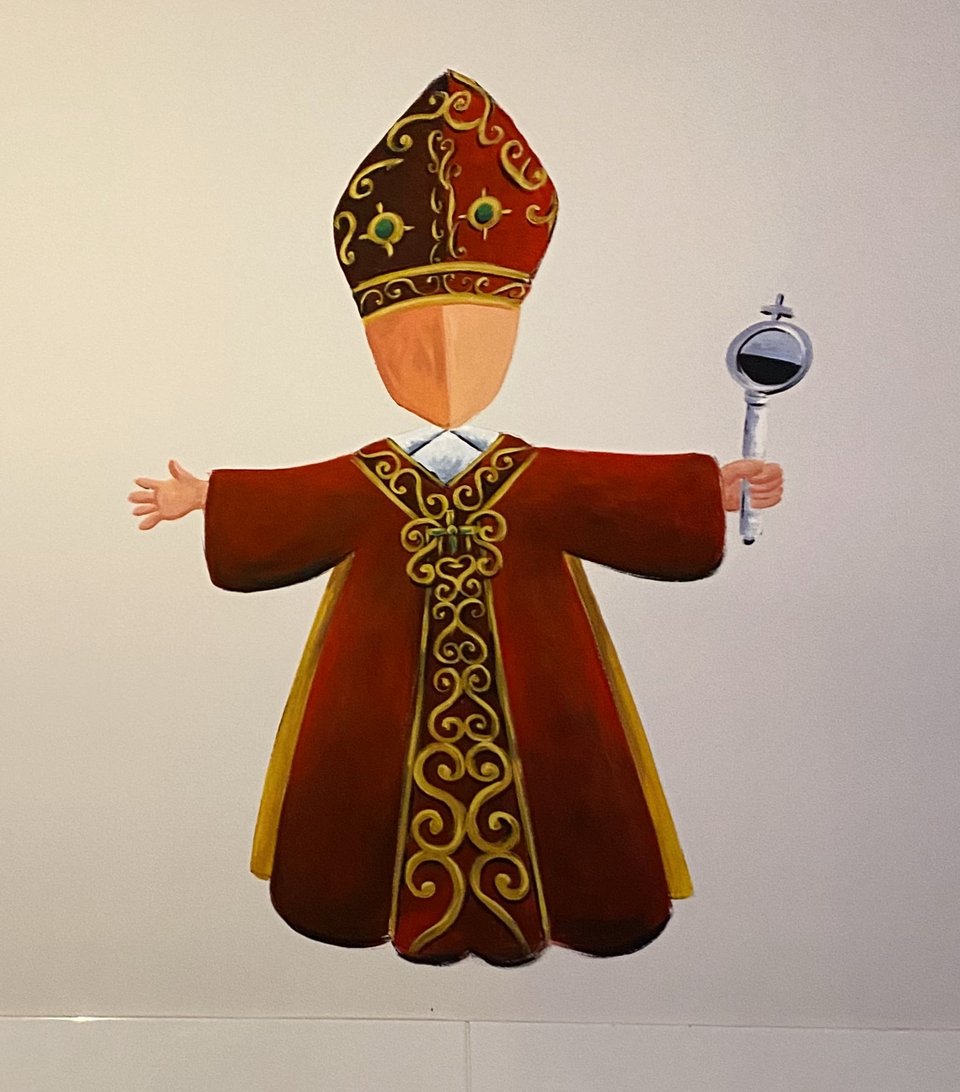 Μια τοιχογραφία του San Gennaro, του προστάτη αγίου της Νάπολης, δεσπόζει στην κουζίνα της πιτσαρίας του Μάρκο Τζεναμπόνι / Φωτογραφία: Μάνος Λειβαδάρος/iefimerida