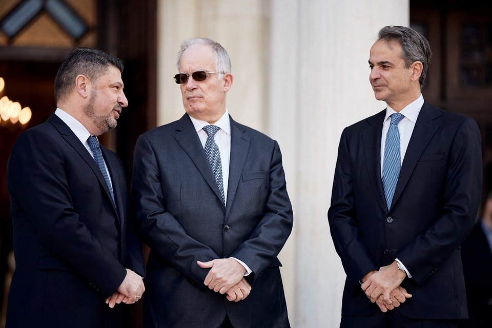 Κυριάκος Μητσοτάκης, Κ. Τασούλας και Ν. Χαρδαλιάς -Φωτογραφία: Γρ. Τύπου Πρωθυπουργού/Δημήτρης Παπαμήτσος
