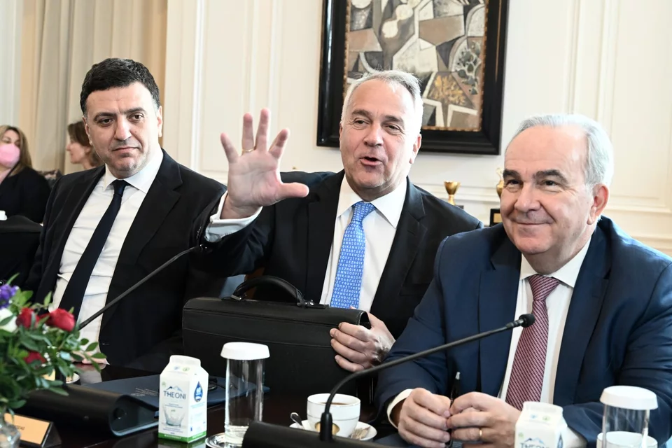 Οι Μάκης Βορίδης, Βασίλης Κικίλιας και Νίκος Παπαθανάσης / Φωτογραφία: ΤΑΤΙΑΝΑ ΜΠΟΛΑΡΗ/EUROKINISSI