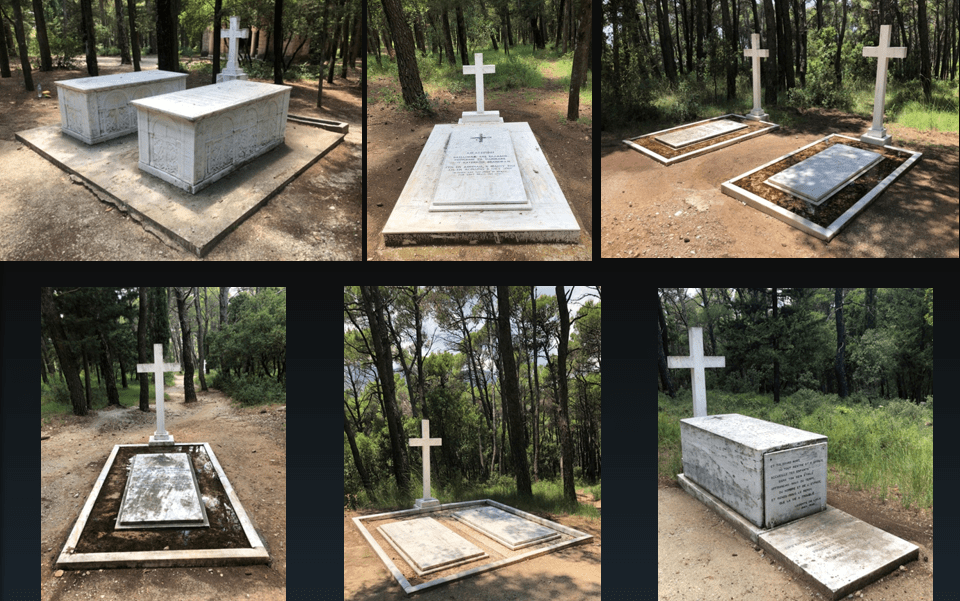Ταφικά μνημεία στο κοιμητήριο. Υφιστάμενη κατάσταση