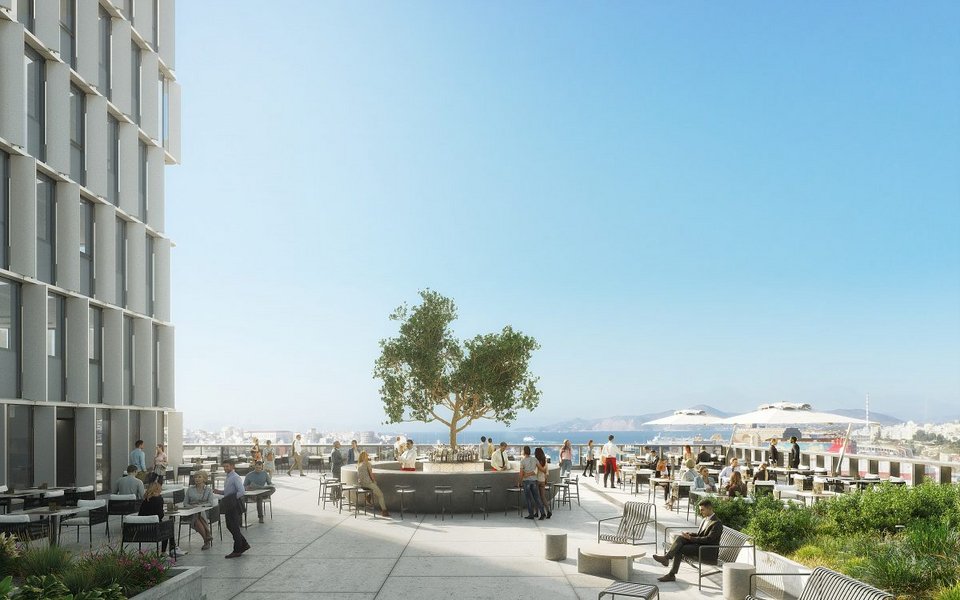 Το cafe-restaurant που θα δημιουργηθεί στον Πύργο του Πειραιά / Φωτορεαλιστική μακέτα: piraeustower.gr