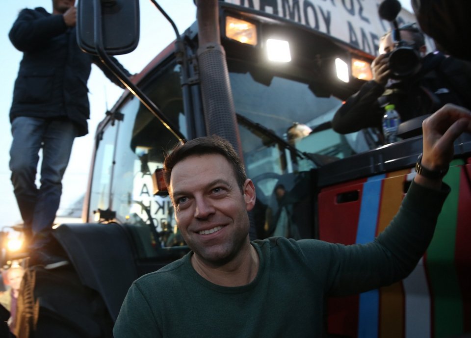 Ο Στέφανος Κασσελάκης στο συλλαλητήριο των αγροτών στην Αθήνα / ΑΠΕ-ΜΠΕ