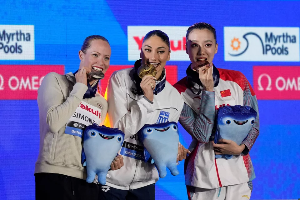 Η Ευαγγελία Πλατανιώτη στο παγκόσμιο πρωτάθλημα υγρού στίβου στη Ντόχα / Φωτογραφία: AP