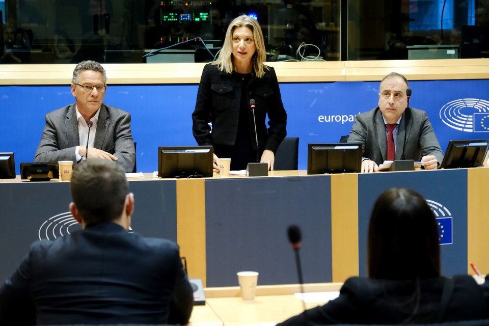 Η Μαρία Καρυστιανού μιλά στο Ευρωκοινοβούλιο στην εκδήλωση του ευρωβουλευτή του ΣΥΡΙΖΑ-ΠΣ, Κ.Αρβανίτη -Φωτογραφία: Alexandros Michailidis / SOOC