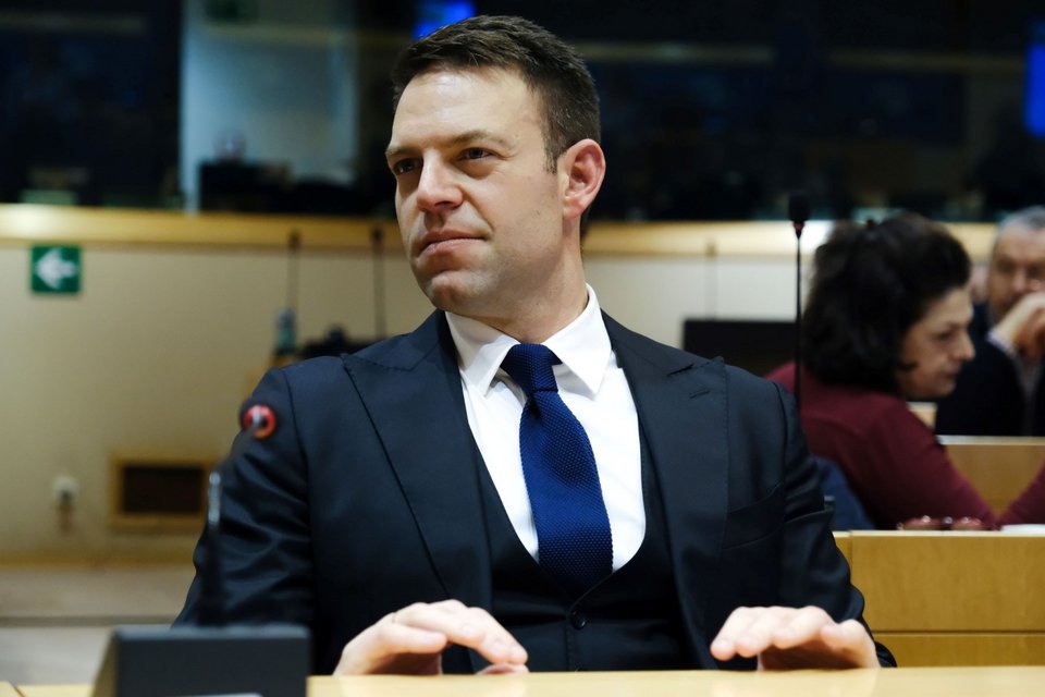 Ο Στ. Κασσελάκης στην εκδήλωση του ευρωβουλευτή του ΣΥΡΙΖΑ-ΠΣ, Κ.Αρβανίτη για τα Τέμπη στο ΕΚ στις Βρυξέλλες -Φωτογραφία: Alexandros Michailidis / SOOC