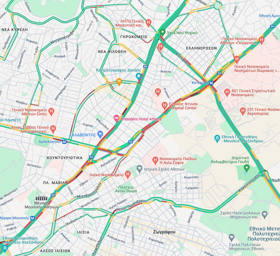 Tα σημεία με κίνηση στην Αθήνα σύμφωνα με την Google