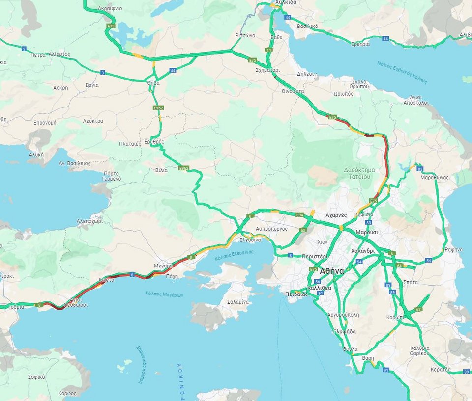 Η κίνηση στους δρόμους στις 22:48