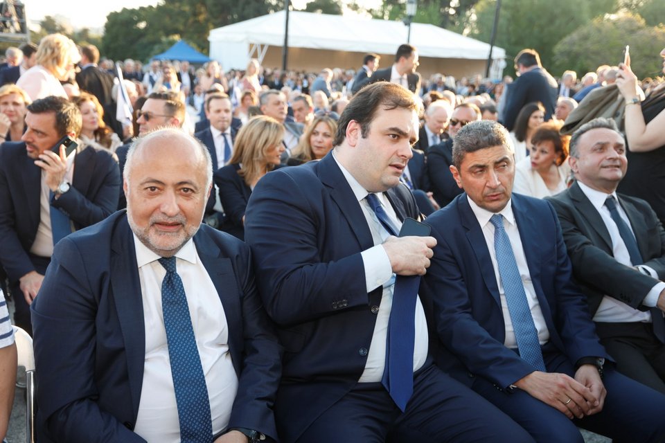 Ο υποψήφιος ευρωβουλευτής της ΝΔ Δ. Τσιόδρας με Κ. Πιερρακάκη και Λ. Αυγενάκη