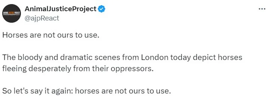  H βρετανική μη κυβερνητική οργάνωση Animal Justice Project έκανε σχετική ανάρτηση