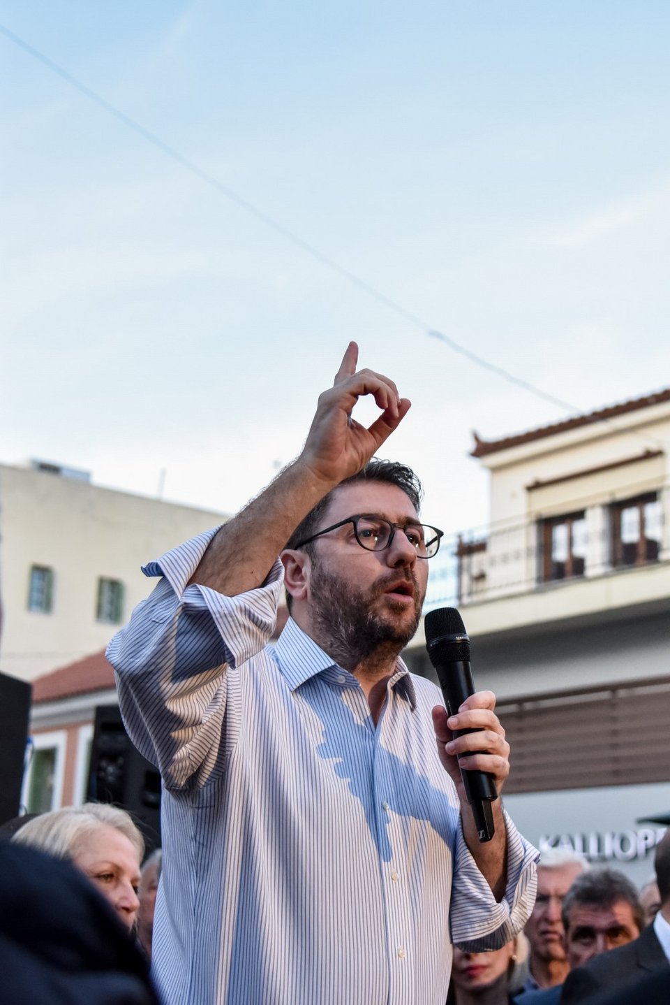 Ο Νίκος Ανδρουλάκης μιλά σε ανοικτή συγκέντρωση στην Πρέβεζα -Φωτογραφία: ΓΙΩΡΓΟΣ ΕΥΣΤΑΘΙΟΥ/EUROKINISSI