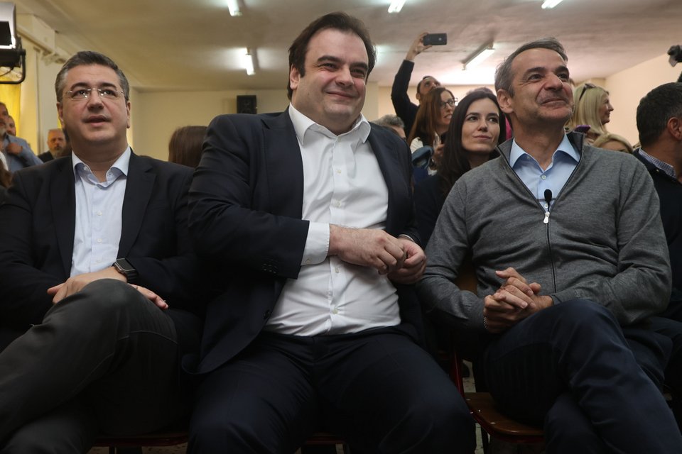 Κυριάκος Πιερρακάκης και Κυριάκος Μητσοτάκης στην εκδήλωση στη Πολίχνη Θεσσαλονίκης / Φωτογραφία EUROKINISSI