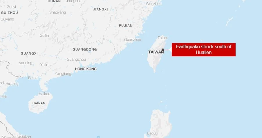Η περιοχή που σημειώθηκε ο σεισμός των 7,4 Ρίχτερ στην Ταϊβάν / cnn.com