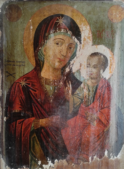 Εικόνα τέμπλου, δωρητή «Ιωάννη Νικολάου Ρήγινα» (1930). Ναός Αγίας Κιουράς