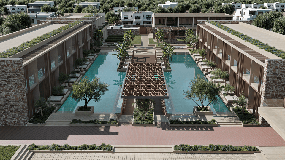 To Pearl Island Chios Hotel & Spa με την πισίνα στην καρδιά του.