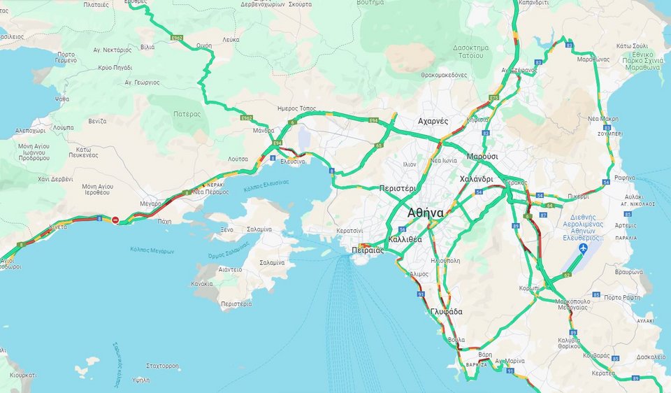 Η κίνηση στους δρόμους στις 20:35