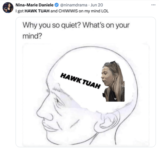 meme με το viral Hawk Tuah