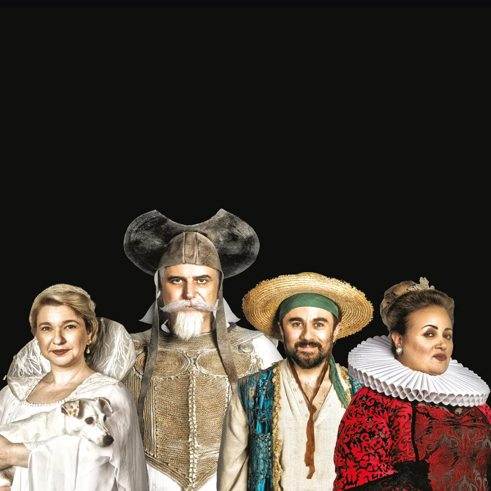 Δον Κιχώτης ο Βλαδίμηρος Κυριακίδης,  Σάντσο ο Θανάσης Τσαλταμπάσης,  Δουλτσινέα η Νάντια Κοντογεώργη,  Μαριτόρνα η Παρθένα Χοροζίδου