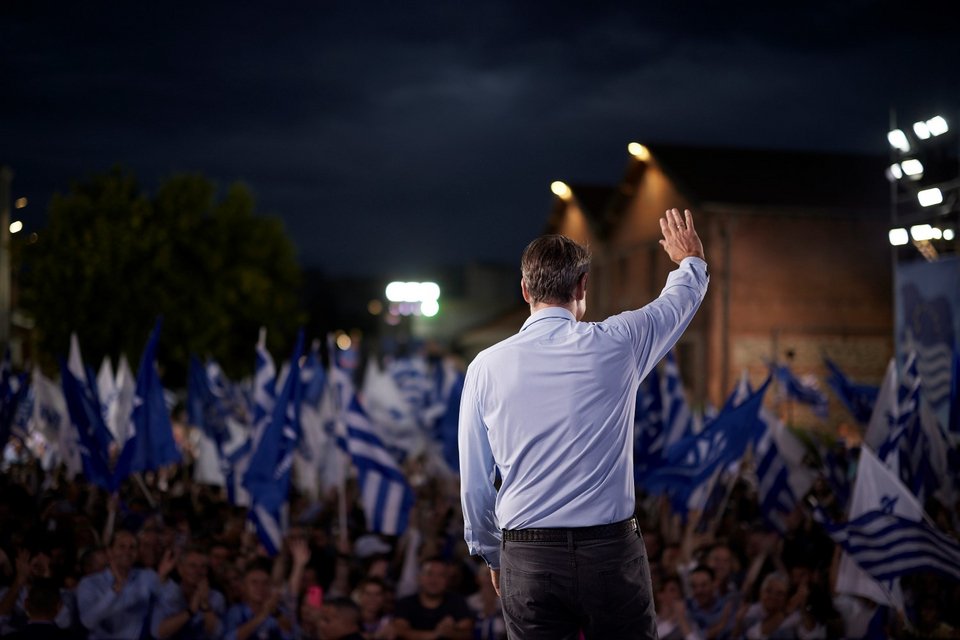 Ο Κυριάκος Μητσοτάκης στην προεκλογική ομιλία στη Θεσσαλονίκη / Φωτογραφία: Γρ. Τύπου Πρωθυπουργού/ΔΗΜΗΤΡΗΣ ΠΑΠΑΜΗΤΣΟΣ
