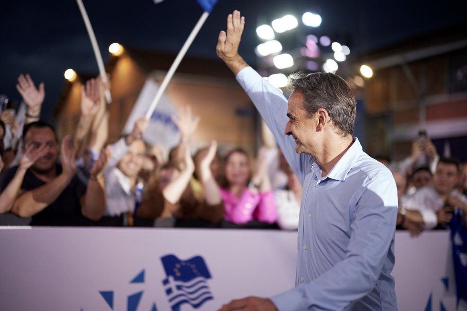 Ο Κυριάκος Μητσοτάκης στην προεκλογική ομιλία στη Θεσσαλονίκη / Φωτογραφία: Γρ. Τύπου Πρωθυπουργού/ΔΗΜΗΤΡΗΣ ΠΑΠΑΜΗΤΣΟΣ