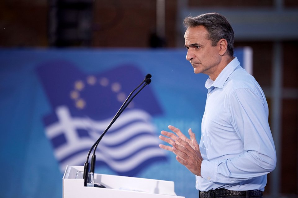 Ο Κυριάκος Μητσοτάκης στην προεκλογική ομιλία στη Θεσσαλονίκη / Φωτογραφία: Γρ. Τύπου Πρωθυπουργού/ΔΗΜΗΤΡΗΣ ΠΑΠΑΜΗΤΣΟΣ