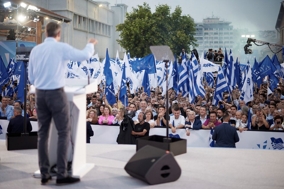 Ο Κυριάκος Μητσοτάκης στην προεκλογική ομιλία στη Θεσσαλονίκη / Φωτογραφία: Γρ. Τύπου Πρωθυπουργού/ΔΗΜΗΤΡΗΣ ΠΑΠΑΜΗΤΣΟΣ
