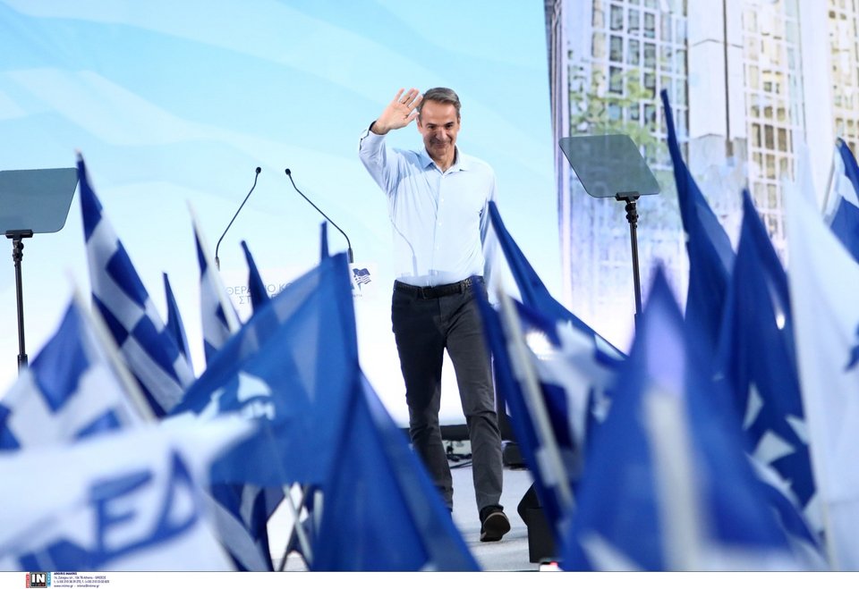 Ο Κυριάκος Μητσοτάκης στην προεκλογική συγκέντρωση της ΝΔ στη Θεσσαλονίκη -Φωτογραφία: Intimenews/ΠΑΠΑΝΙΚΟΣ ΓΙΑΝΝΗΣ