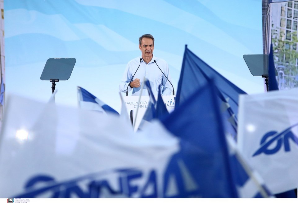 Ο Κυριάκος Μητσοτάκης στην προεκλογική συγκέντρωση της ΝΔ στη Θεσσαλονίκη -Φωτογραφία: Intimenews/ΠΑΠΑΝΙΚΟΣ ΓΙΑΝΝΗΣ