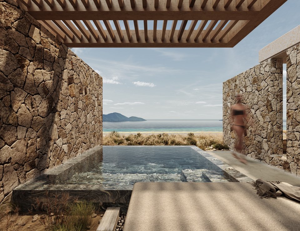 Η πισίνα με φόντο τη θάλασσα