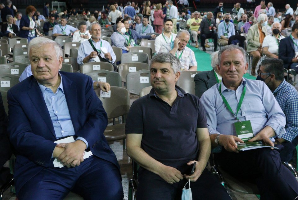 Χρήστος Πρωτόπαπας και Οδυσσέας Κωνσταντινόπουλος στο Συνέδριο του ΠΑΣΟΚ το 2022 / Φωτογραφία: Eurokinissi