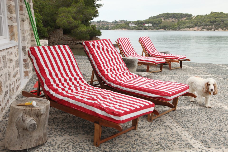 Ο Θησέας πλάι στις ριγέ σεζλονγκ του μόλου / Φωτογραφία: Courtesy of George Carabellas