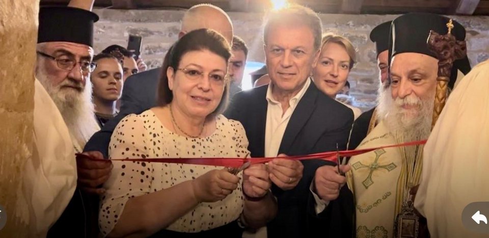 H Υπουργός Πολιτισμού, Λίνα Μενδώνη στα εγκαίνια του ανακαινισμένου Ι.Ν. Μεγάλης Παναγιάς στη Σαμαρίνα
