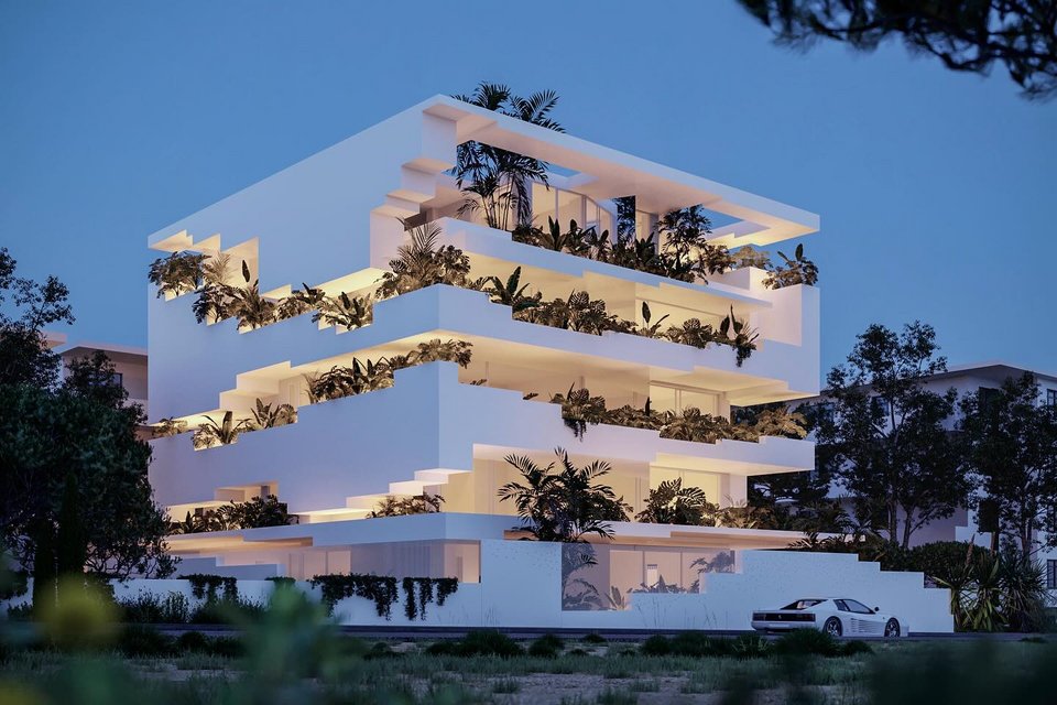 Η πράσινη πολυκατοικία με τα φράκταλ στη Γλυφάδα από το αρχιτεκτονικό γραφείο  314 Architecture Studio / Φωτορεαλιστική μακέτα: 314architecturestudio/Instagram