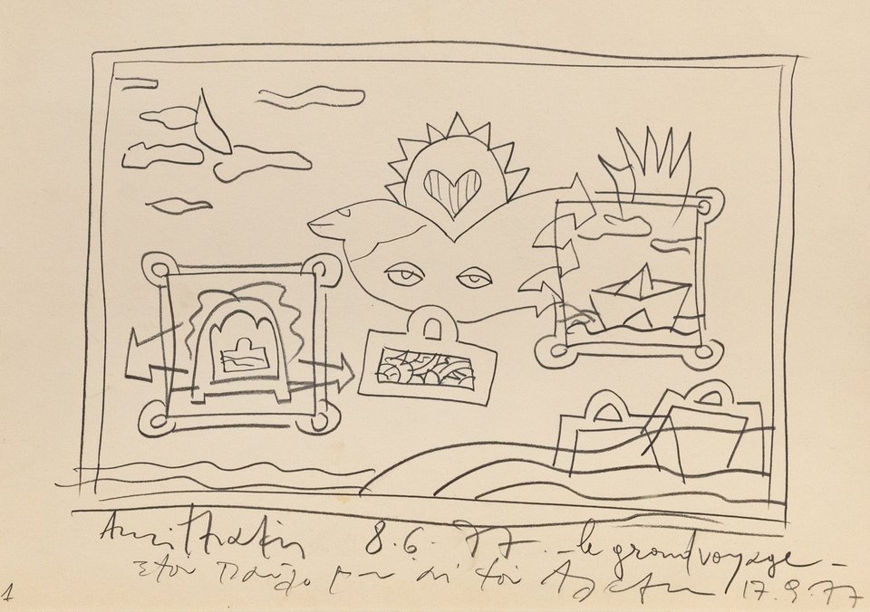 Αλέξης Ακριθάκης, Le grand voyage, μολύβι σε χαρτί, 20,5x29, Εκτίμηση €2.000-3.000