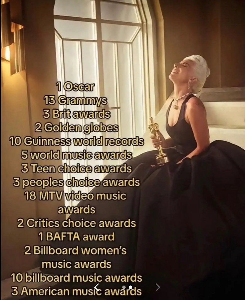 Η δεύτερη διαφάνεια του βίντεο του TikTok δείχνει όλα τα επιτεύγματα της Lady Gaga