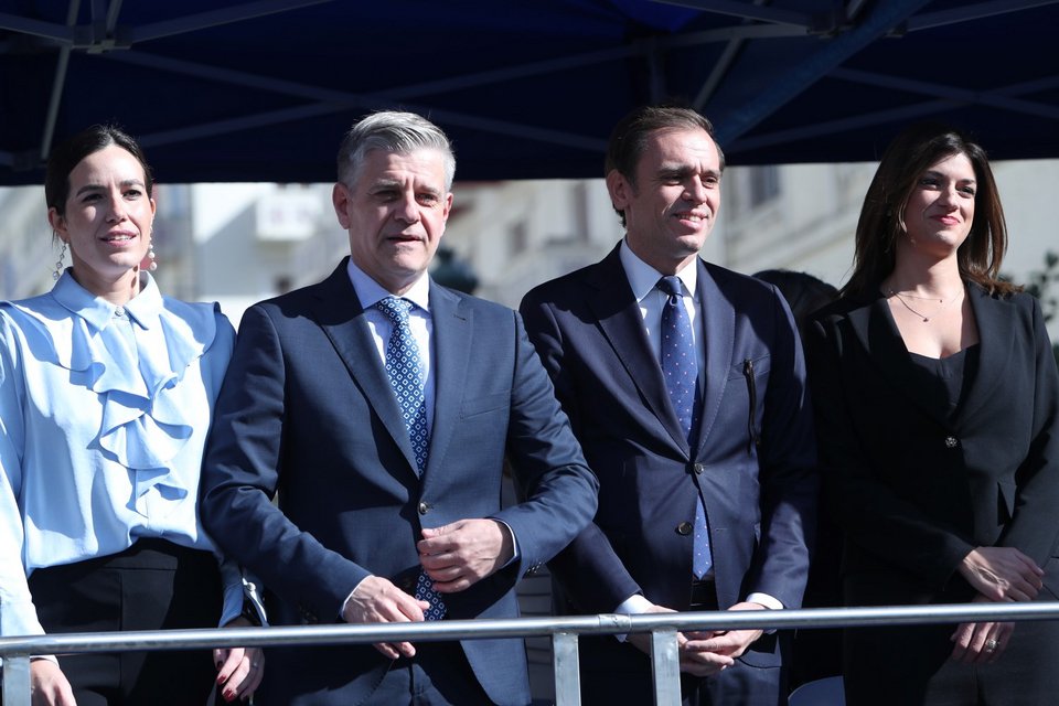 Από αριστερά: Η βουλευτής Επικρατείας της ΝΔ Μαρία Νεφέλη Χατζηιωαννίδου, ο αντιπεριφερειάρχης Κεντρικής Μακεδονίας Κώστας Γιουτίκας, ο κοινοβουλευτικός εκπρόσωπος του ΠΑΣΟΚ Δημήτρης Μάντζος και η βουελυτής του ΣΥΡΙΖΑ Κατερίνα Νοτοπούλου / Φωτογραφία: Eurokinissi-ΒΕΡΒΕΡΙΔΗΣ ΒΑΣΙΛΗΣ