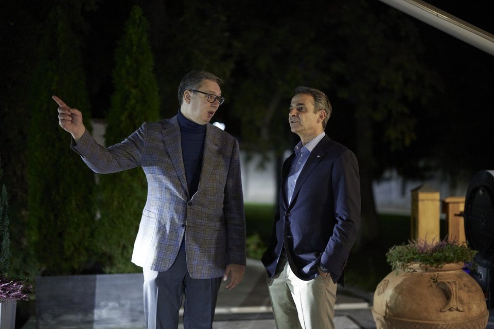 Ο Κυριάκος Μητσοτάκης με τον Σέρβο πρόεδρο Αλεξάνταρ Βούτσιτς / Φωτογραφία: ΓτΠ / Δημήτρης Παπαμήτσος