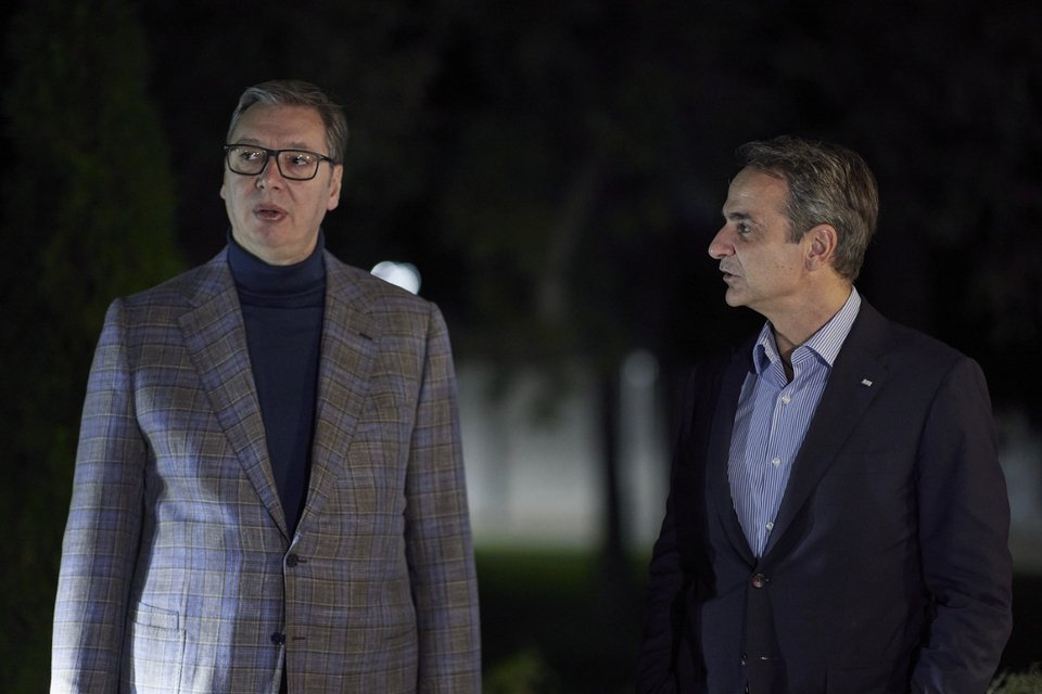 Ο Κυριάκος Μητσοτάκης με τον Σέρβο πρόεδρο Αλεξάνταρ Βούτσιτς / Φωτογραφία: ΓτΠ / Δημήτρης Παπαμήτσος