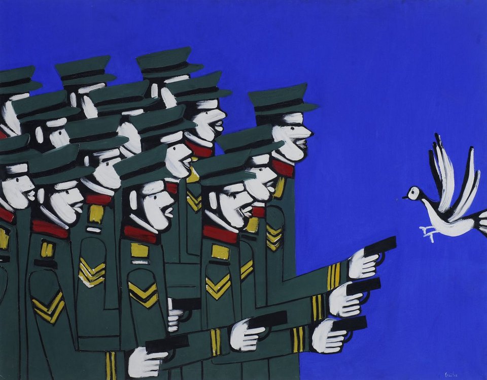 Γιάννης Γαΐτης (1923-1984) , "Συνταγματάρχες", 1968, Λάδι σε καμβά, Συλλογή Πάνου Χρ. Μοσχανδρέου