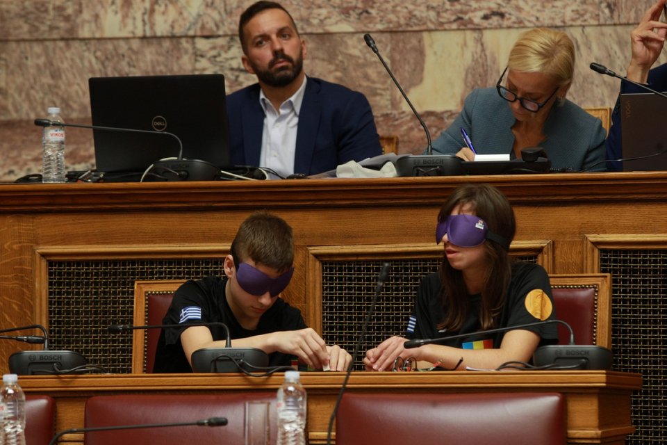 Στιγμιότυπο, στην κοινή συνεδρίαση των επιτροπών της Βουλής Ερευνας και Τεχνολογίας, Μορφωτικών Υποθέσεων και Κοινωνικών Υποθέσεων με θέμα: Καινοτομία και Συμπερίληψη -Φωτογραφία: ΑΠΕ-ΜΠΕ/ΑΛΕΞΑΝΔΡΟΣ ΒΛΑΧΟΣ