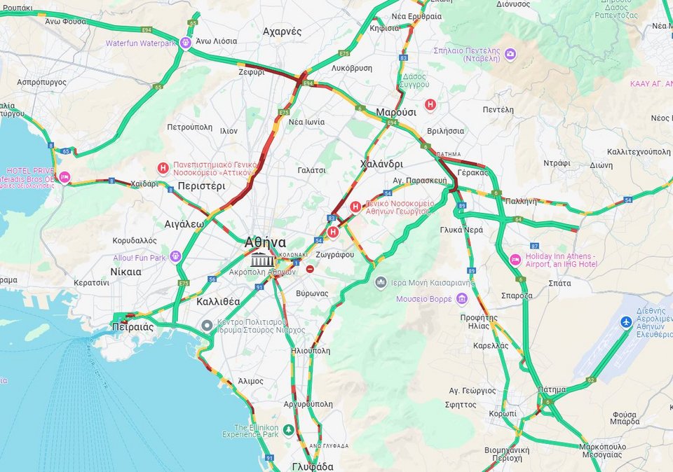 Η κίνηση στους δρόμους αυτή την ώρα /Φωτογραφία: Google maps