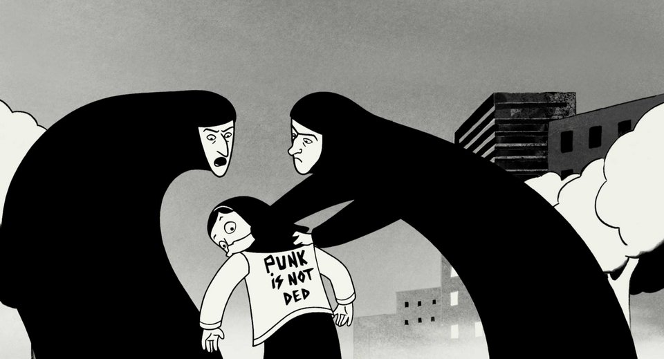 Σκίτσο της Μαργιάν Σατραπί από το graphic novel Persepolis