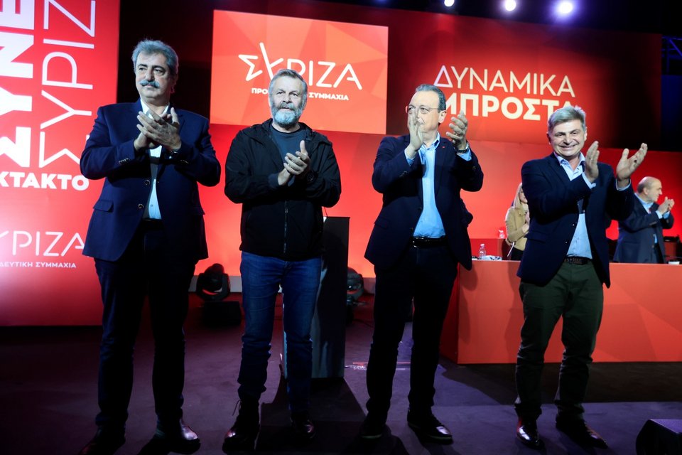 Οι 4 υποψήφιοι πρόεδροι του ΣΥΡΙΖΑ -Από αριστερά: Πολάκης, Γκλέτσος, Φάμελλος, Φαραντούρης -Φωτογραφία: Eurokinissi/ΓΙΩΡΓΟΣ ΚΟΝΤΑΡΙΝΗΣ