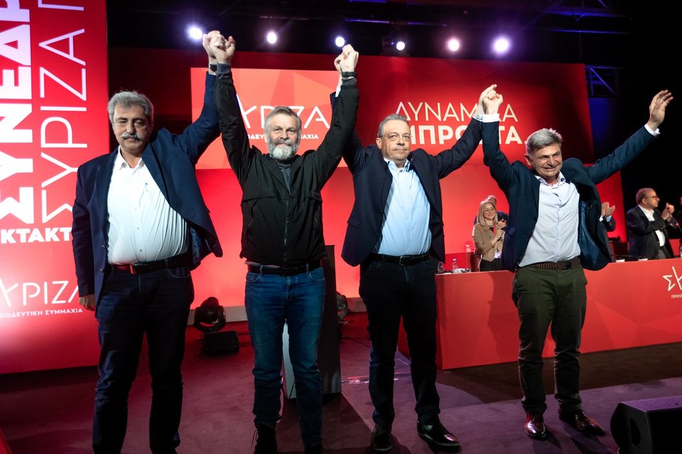 Οι 4 υποψήφιοι πρόεδροι του ΣΥΡΙΖΑ -Από αριστερά: Πολάκης, Γκλέτσος, Φάμελλος, Φαραντούρης -Φωτογραφία: Eurokinissi/ΓΙΩΡΓΟΣ ΚΟΝΤΑΡΙΝΗΣ