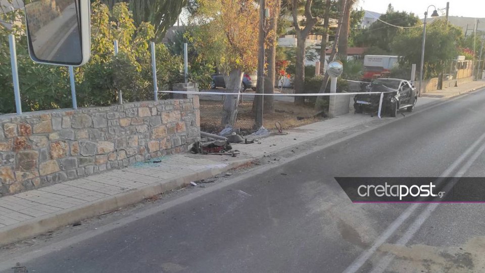 Το όχημα μετά από το τροχαίο / Φωτογραφία: cretapost
