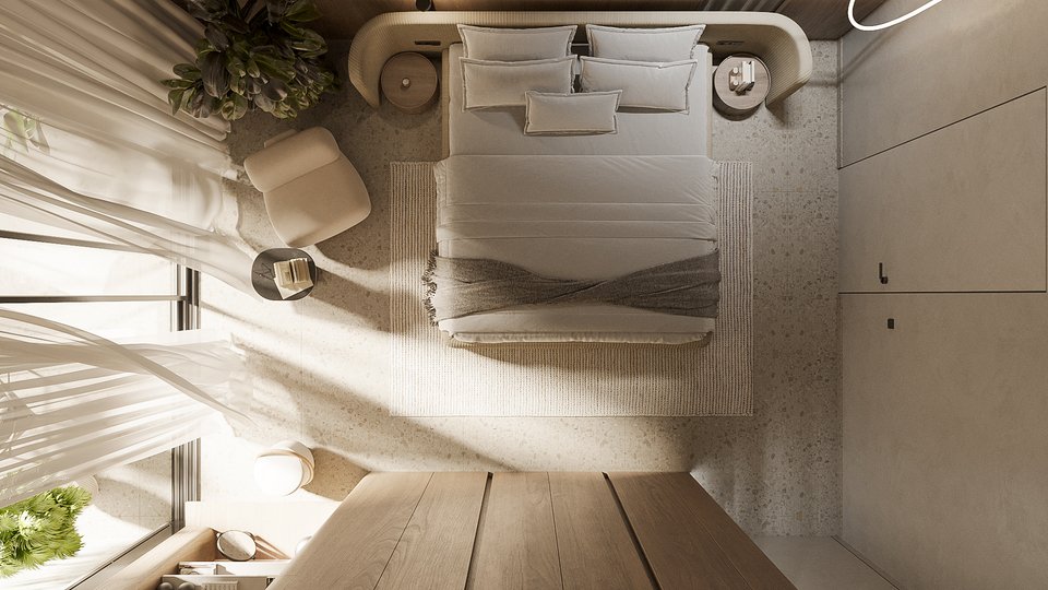 Κάτοψη ενός υπνοδωματίου.