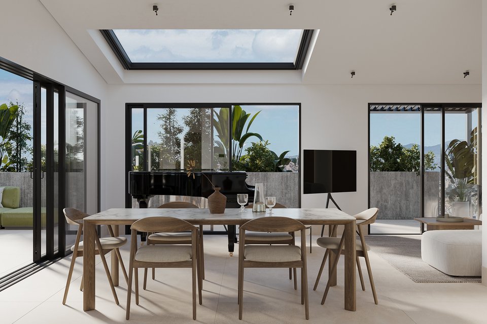 Ευεξία στο ρετιρέ με το φυσικό φως να μπαίνει από παντού.